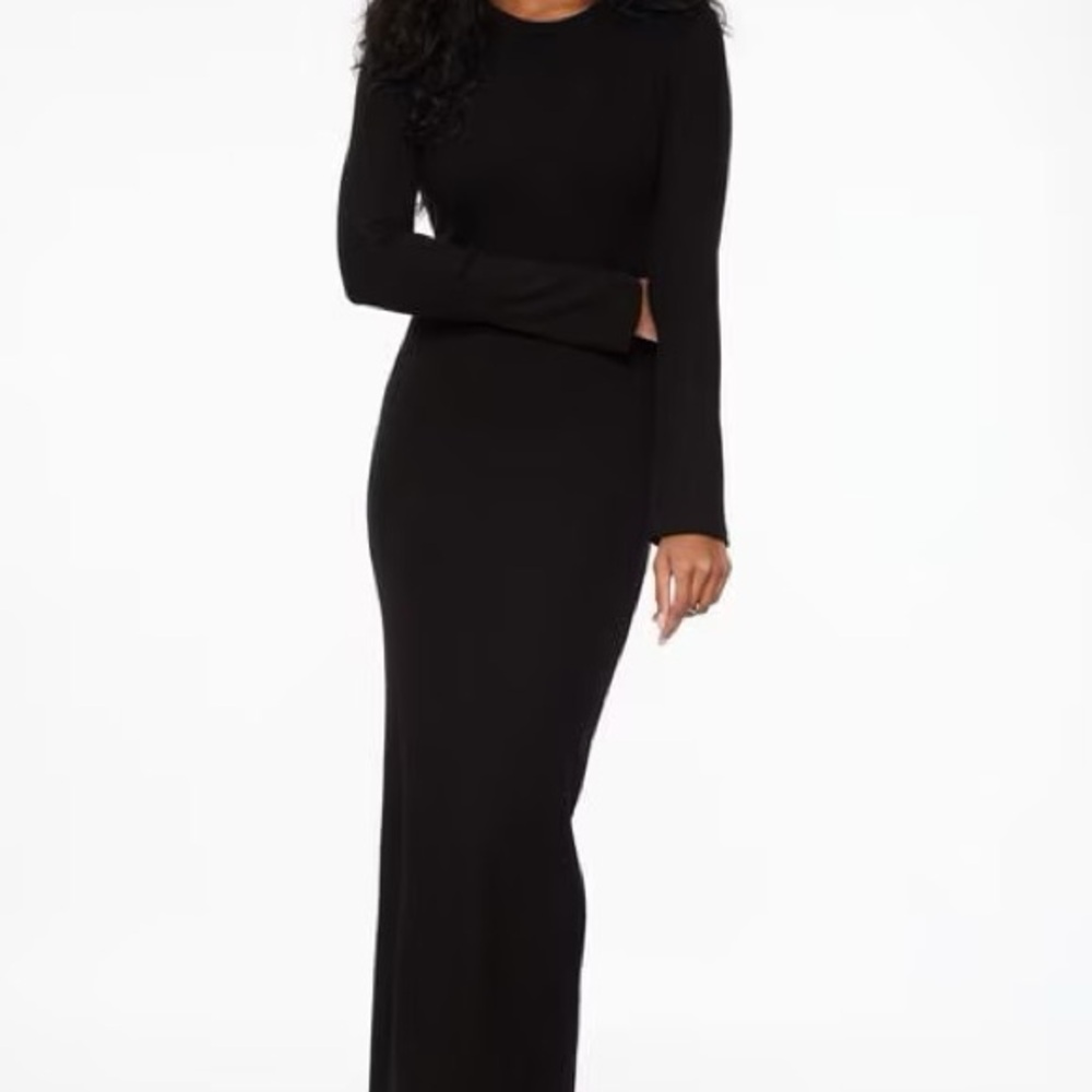 Dynamite Classic Black Long Sleeve Dress with tie in back